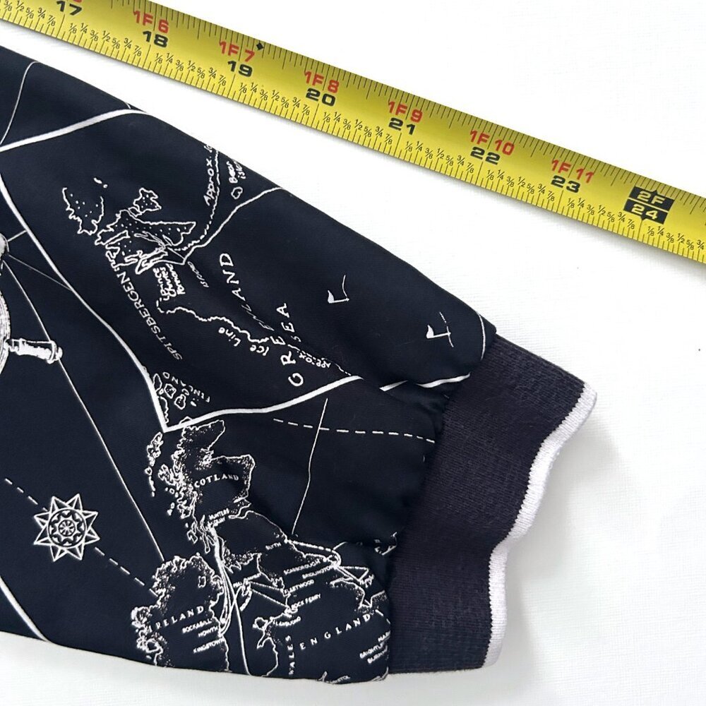 Vintage Liz Golf Nautical Map Womens M Coastal Preppy 90s Windbreaker Pullover - Picture 9 of 11